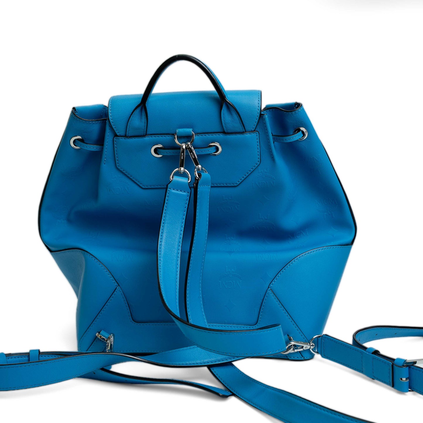 MCM Claudia Studded Tile Blue Mini Backpack