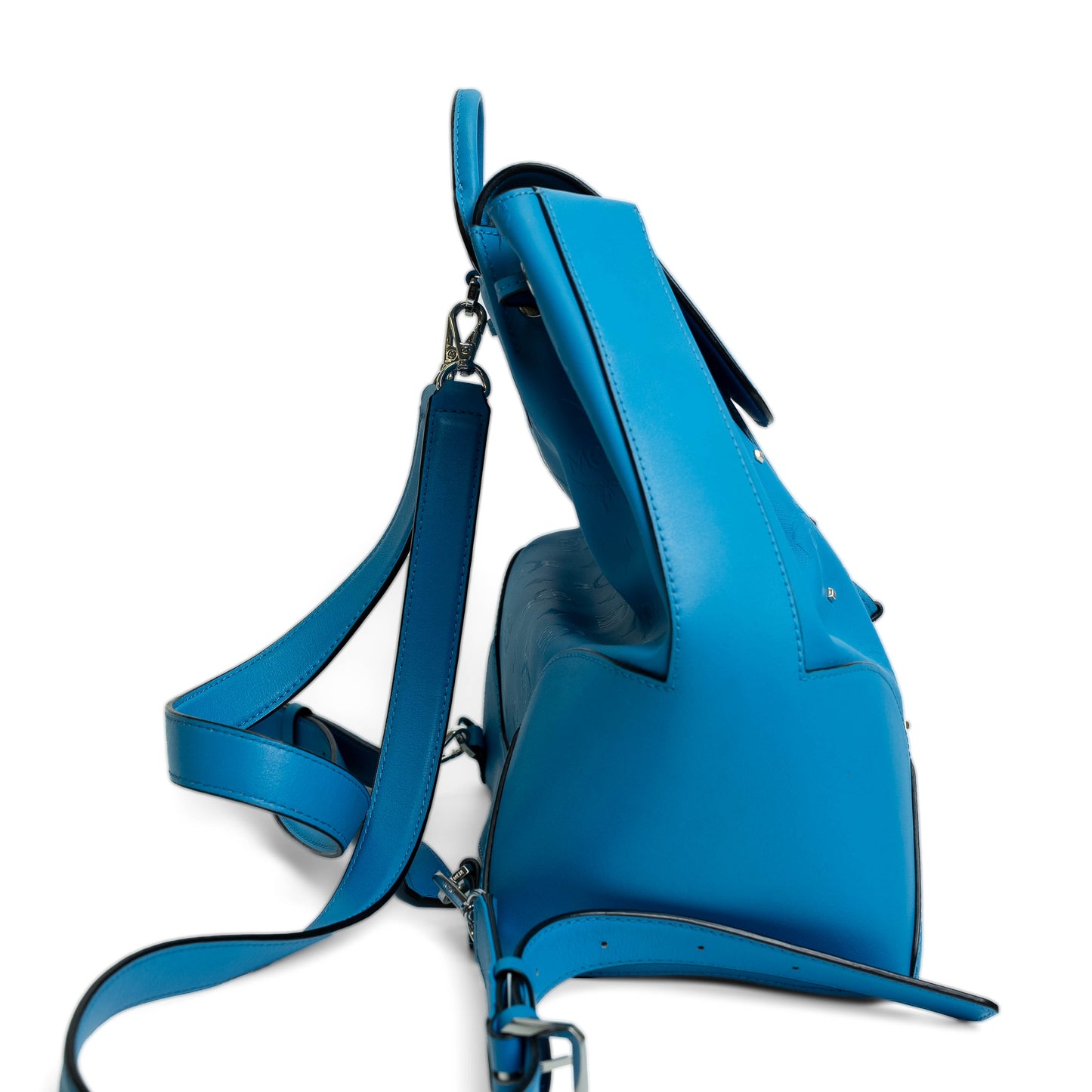 MCM Claudia Studded Tile Blue Mini Backpack