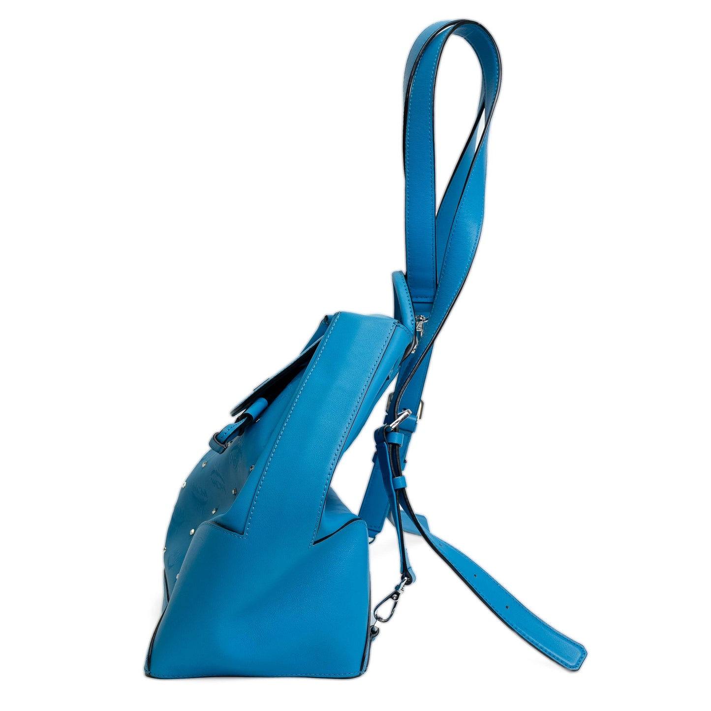 MCM Claudia Studded Tile Blue Mini Backpack