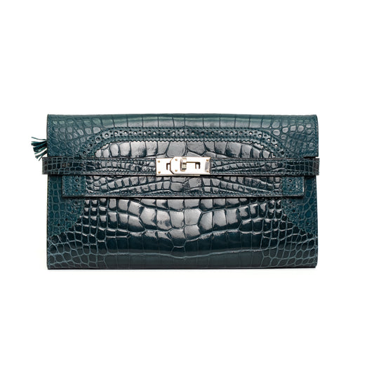 Hermès Kelly Long Royal Blue Alligator Wallet