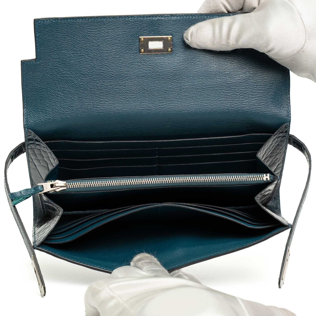 Hermès Kelly Long Royal Blue Alligator Wallet