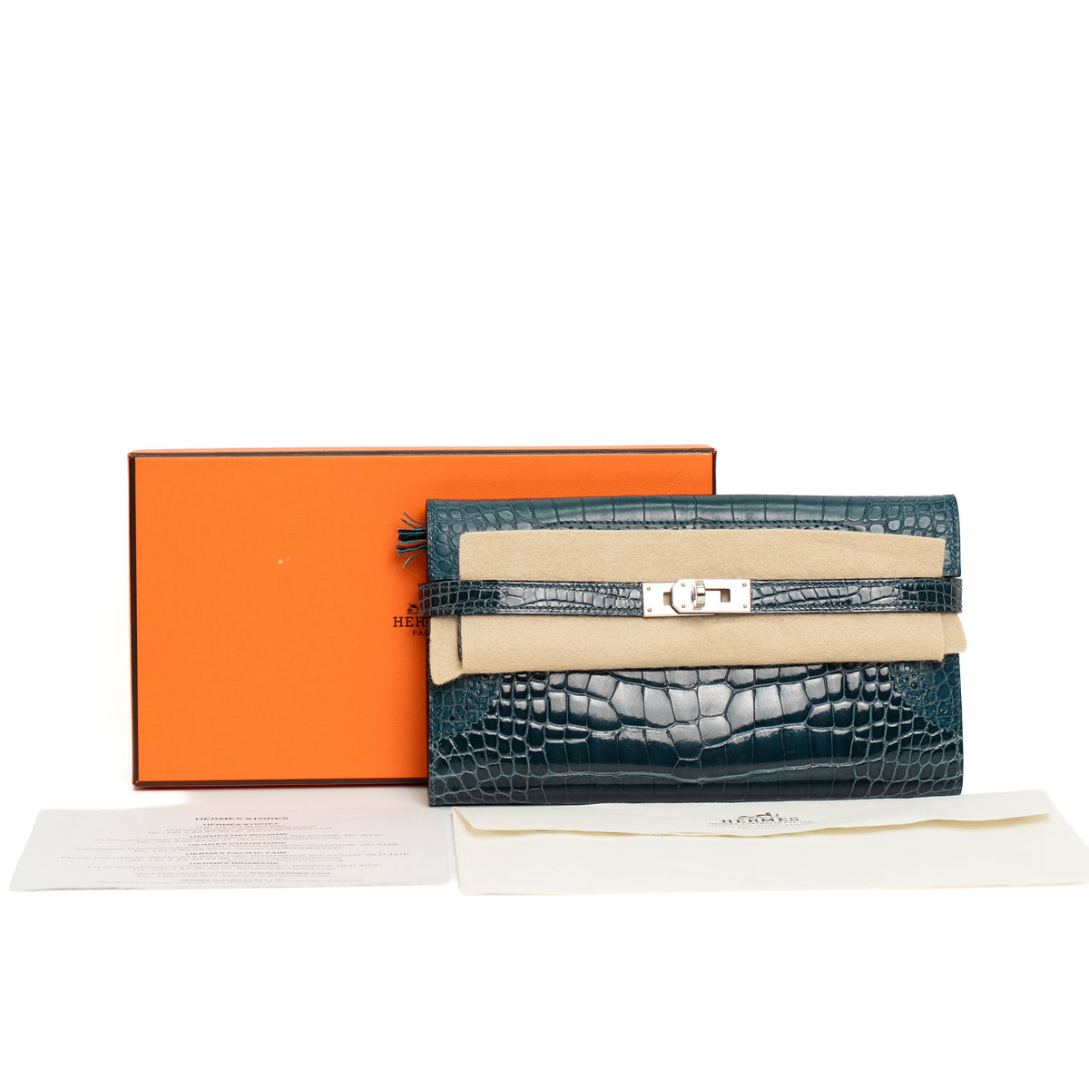 Hermès Kelly Long Royal Blue Alligator Wallet