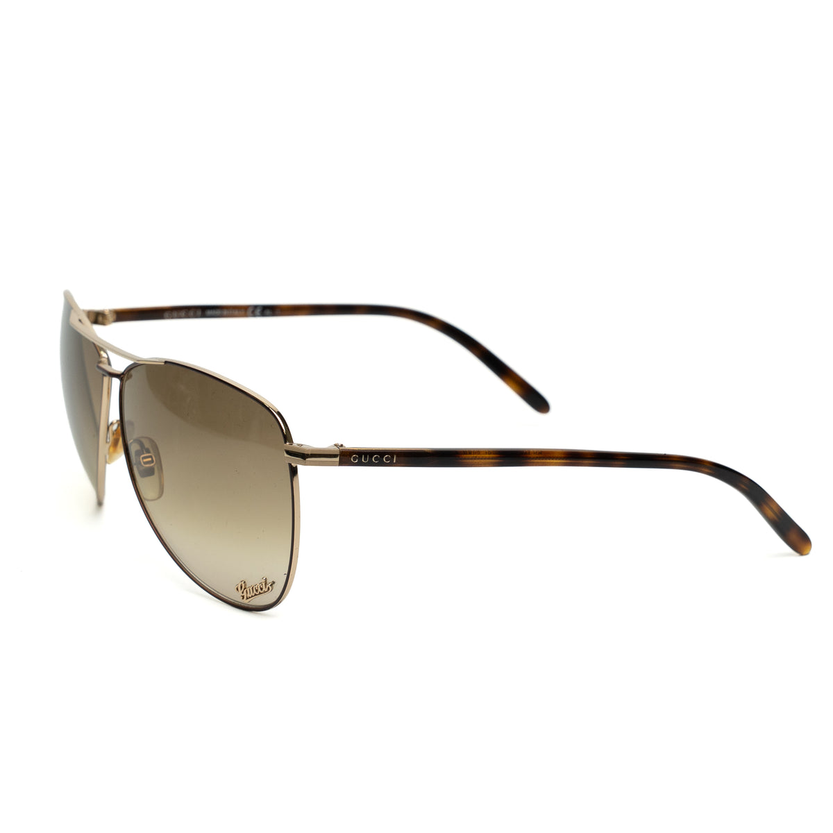 Gucci Gold Aviator Brown Gradient Sunglasses