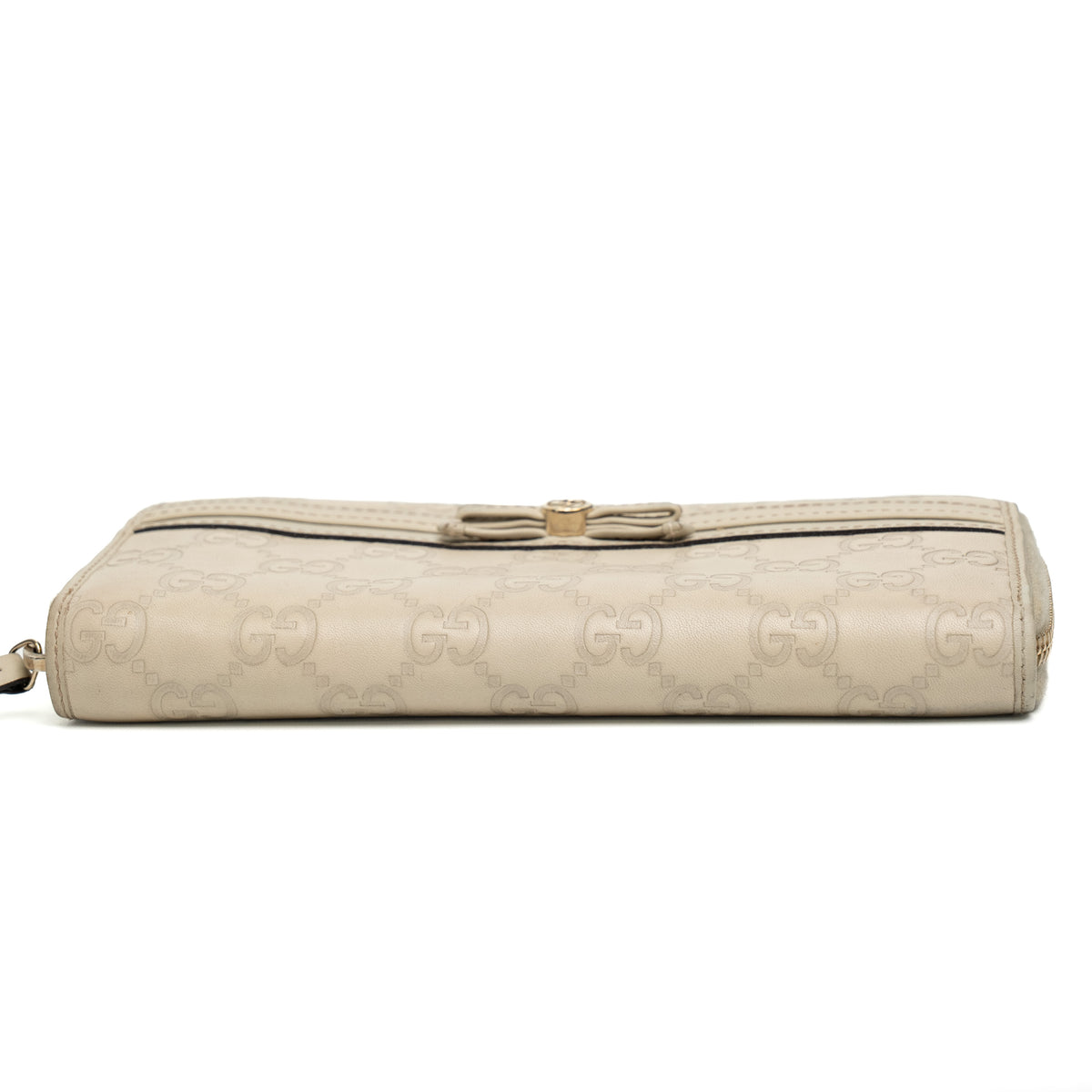 Gucci Guccissima Leather Bow Zip Around Wallet