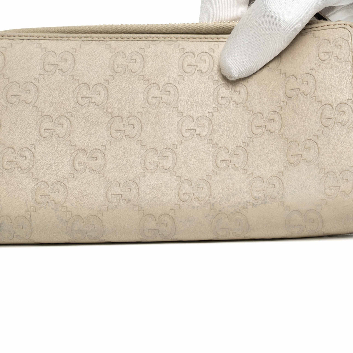 Gucci Guccissima Leather Bow Zip Around Wallet