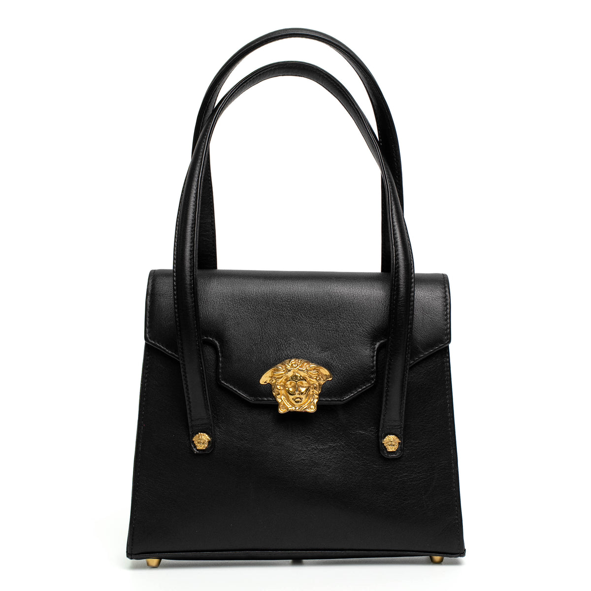 Gianni Versace Medusa Black Leather Handbag