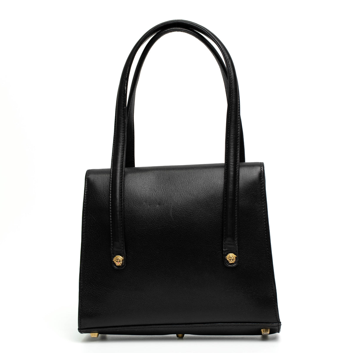 Gianni Versace Medusa Black Leather Handbag