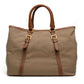 Prada Jacquard Canvas Leather Trim Tote Bag
