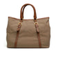 Prada Jacquard Canvas Leather Trim Tote Bag