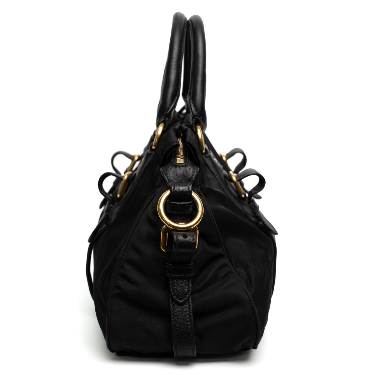 Prada Black Nylon Leather Trim Handbag