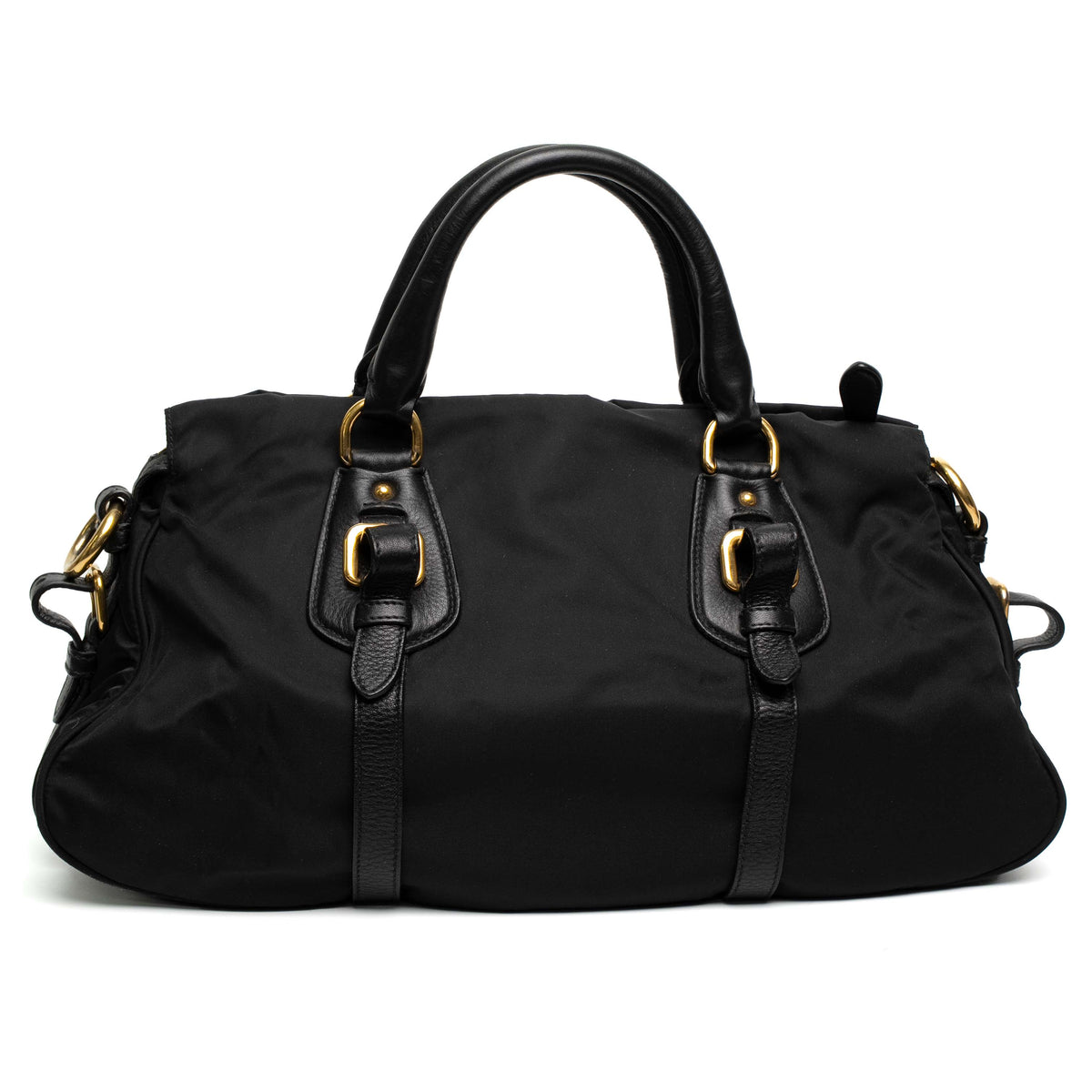 Prada Black Nylon Leather Trim Handbag