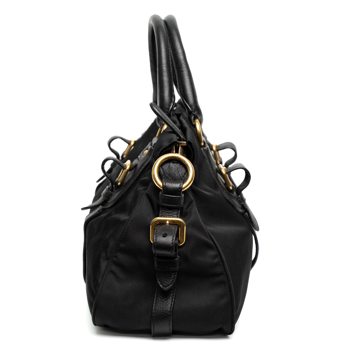 Prada Black Nylon Leather Trim Handbag