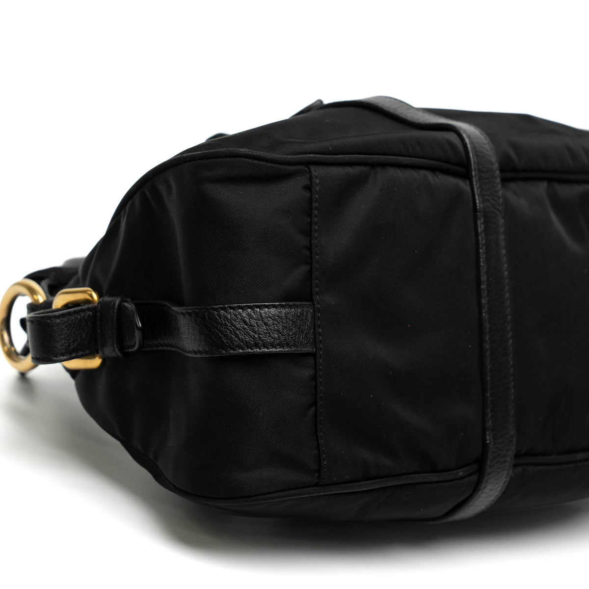 Prada Black Nylon Leather Trim Handbag