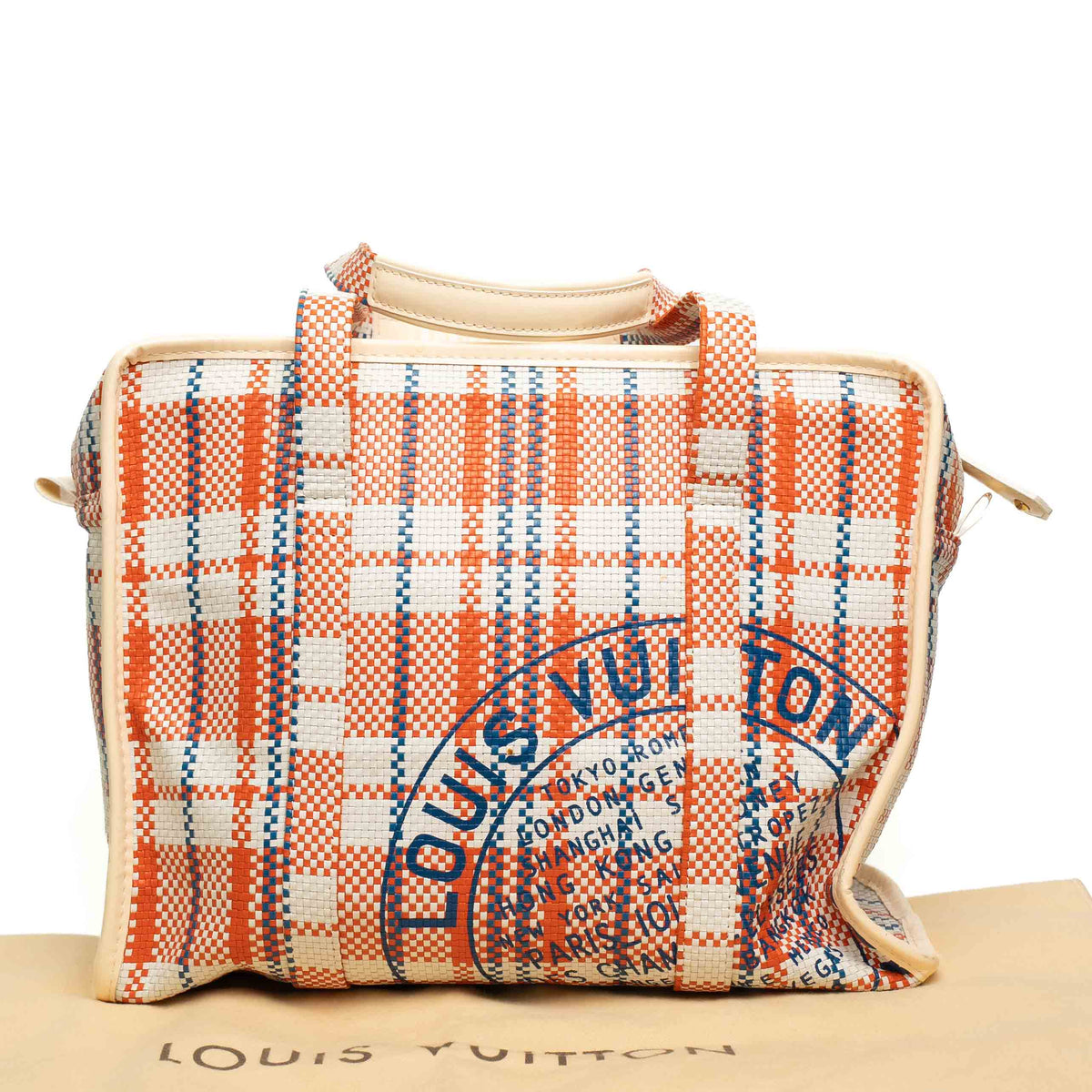 Louis Vuitton Woven Leather Plaid Tote Bag
