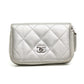 Chanel Silver Quilted Caviar Zippy Wallet