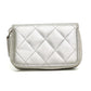Chanel Silver Quilted Caviar Zippy Wallet
