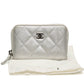 Chanel Silver Quilted Caviar Zippy Wallet