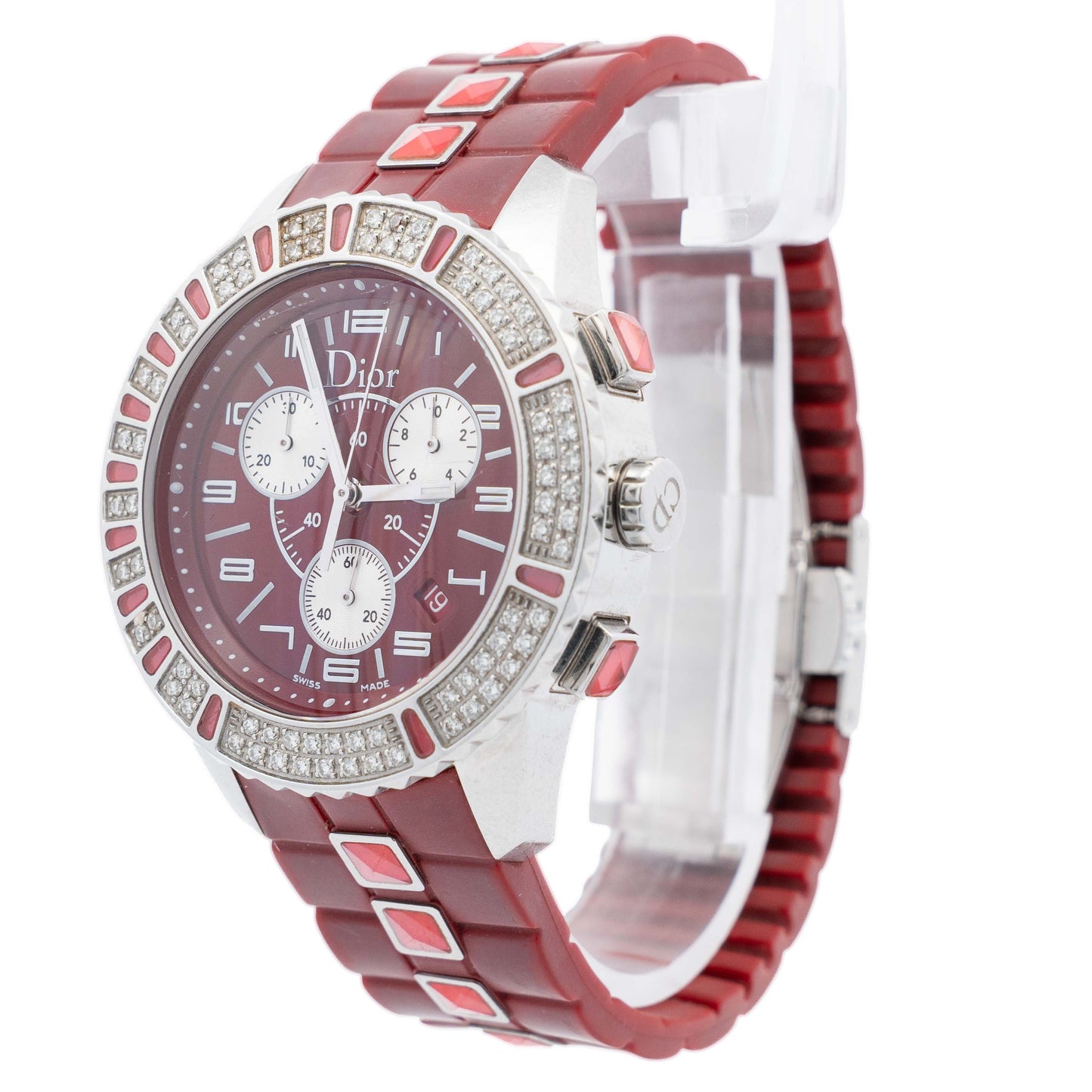 Christian Dior Christal Red Diamond Chronograph Watch
