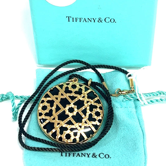 Tiffany & Co 18K Yellow Gold Black Onyx Paloma Picasso Dome Pendant Necklace image 0