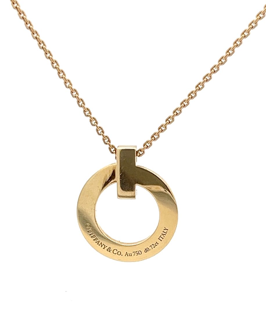 Tiffany & Co 18ct Yellow Gold 0.72ct Diamond Tiffany T1 Pendant & Necklace image 3