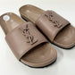 YSL NUDE LEATHER SLIDES image 0