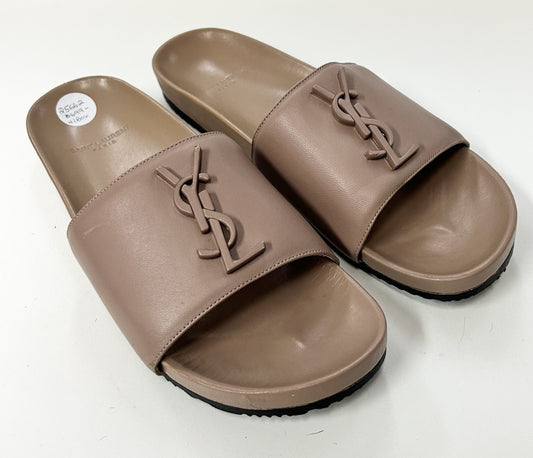 YSL NUDE LEATHER SLIDES image 0