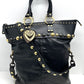 Vintage Gucci Babouska Heart Large Black Studded Leather Tote/Shopper Bag image 0