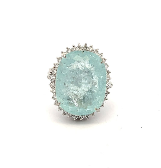 Platinum 15.06ct Paraiba Type & Diamond Cluster Ring image 0
