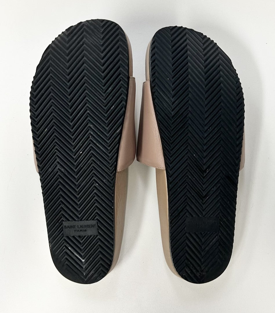 YSL NUDE LEATHER SLIDES image 2