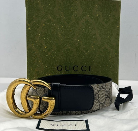 Gucci GG Supreme Canvas  Gold Buckle Belt image 0