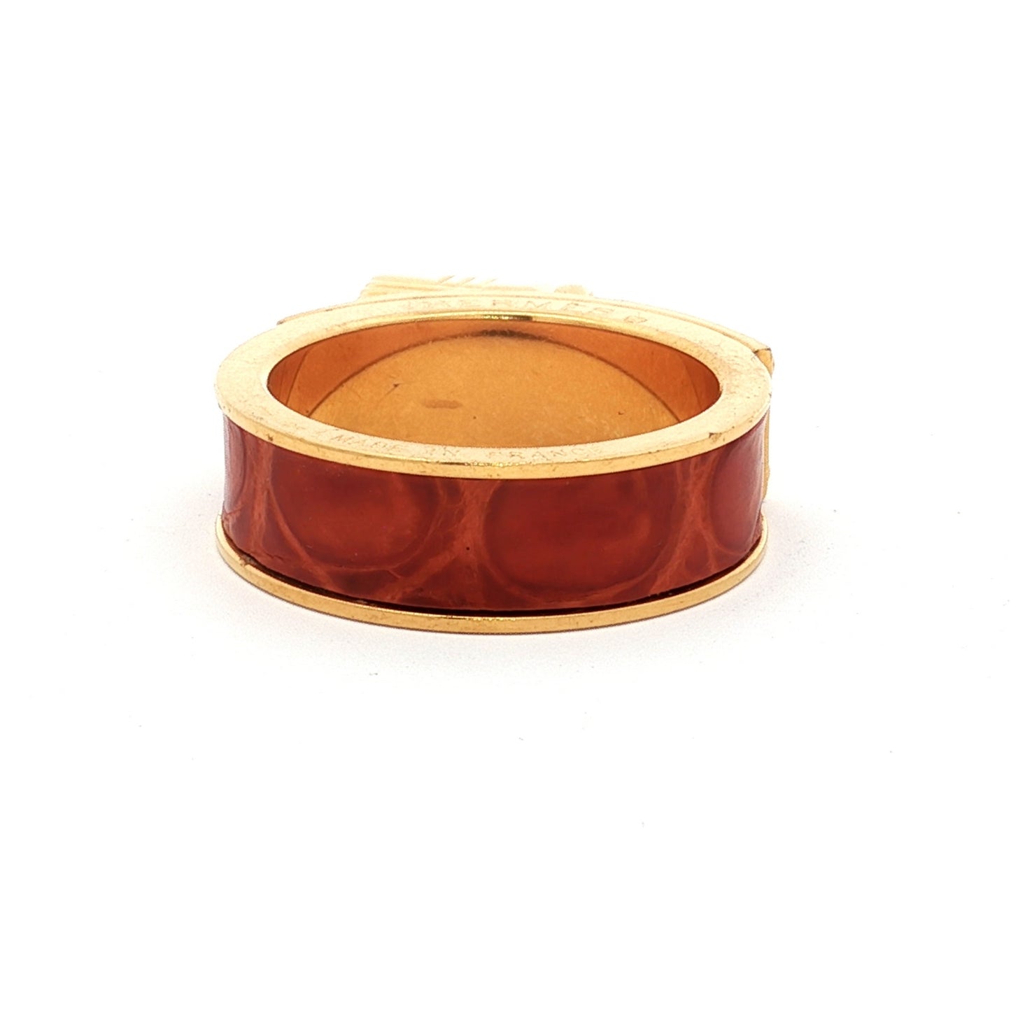 Hermès Kelly Scarf Ring Gold Tone Pink