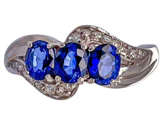 10ct White Gold Diamond & Sapphire Ring image 0