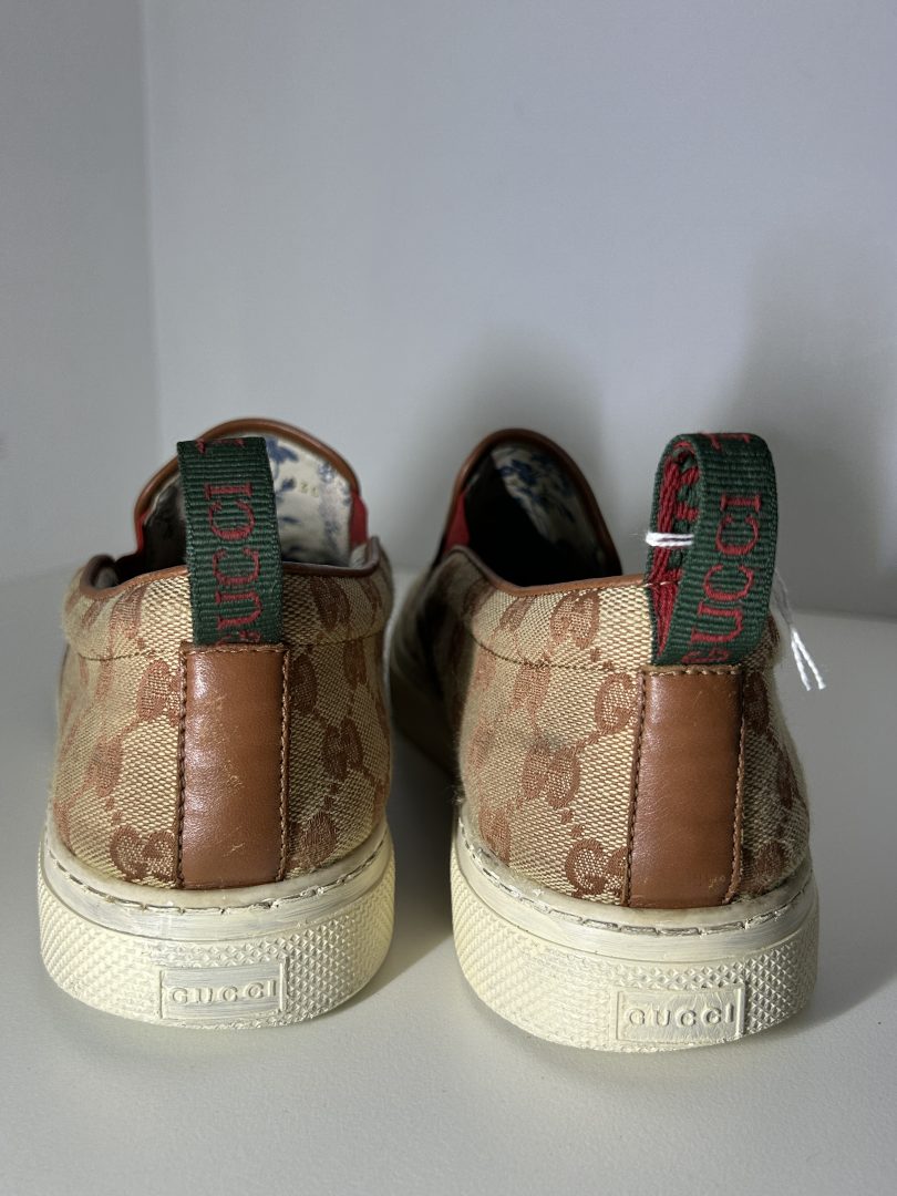 Gucci Men’s Beige GG Canvas NY Yankees Patch Slip On Sneakers image 3