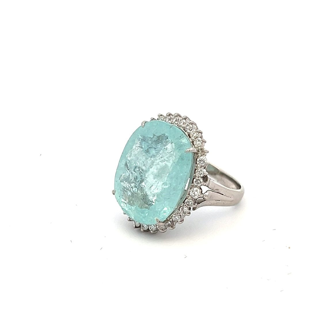 Platinum 15.06ct Paraiba Type & Diamond Cluster Ring image 2
