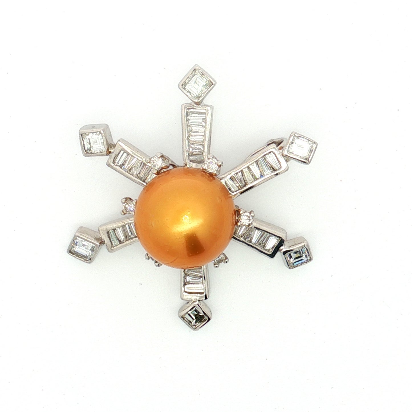 Platinum South Sea Pearl Diamond Star Pendant