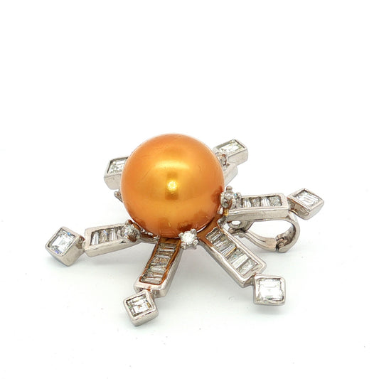 Platinum South Sea Pearl Diamond Star Pendant
