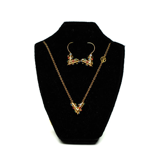 Louis Vuitton LV Volt Upside Down Necklace & Earrings Set