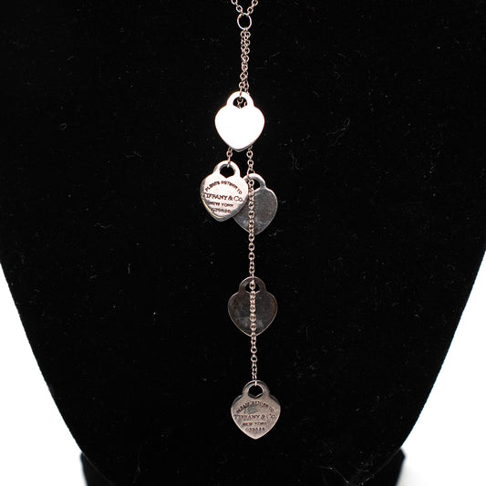 Tiffany & Co. Sterling Silver Five-Heart Tag Necklace