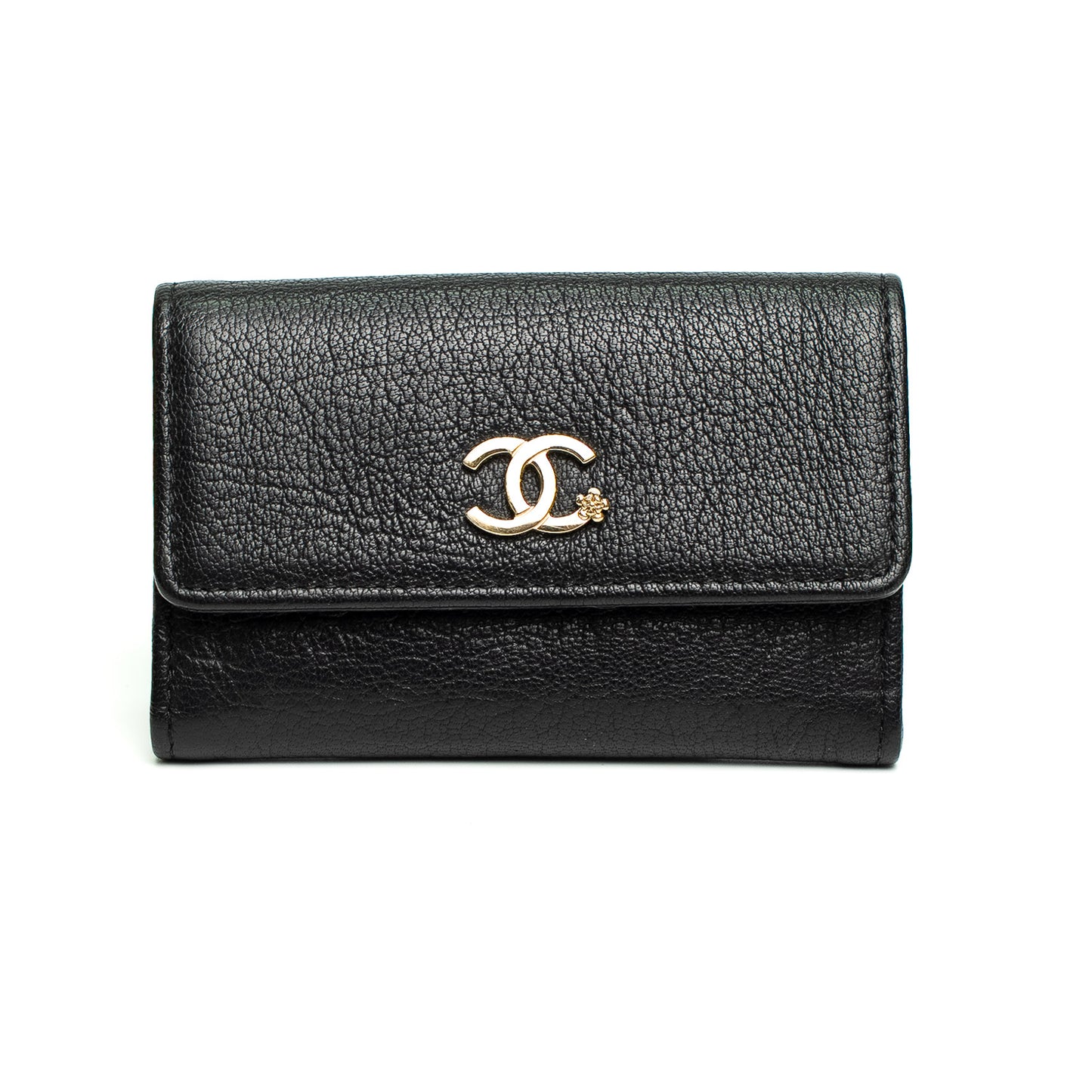 Chanel Camellia CC Black Wallet