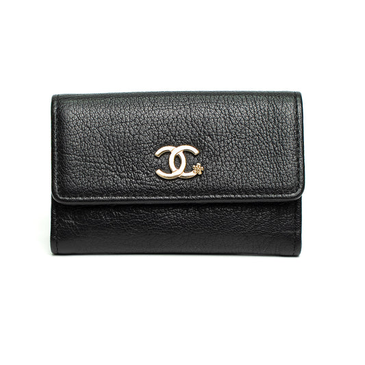 Chanel Camellia CC Black Wallet