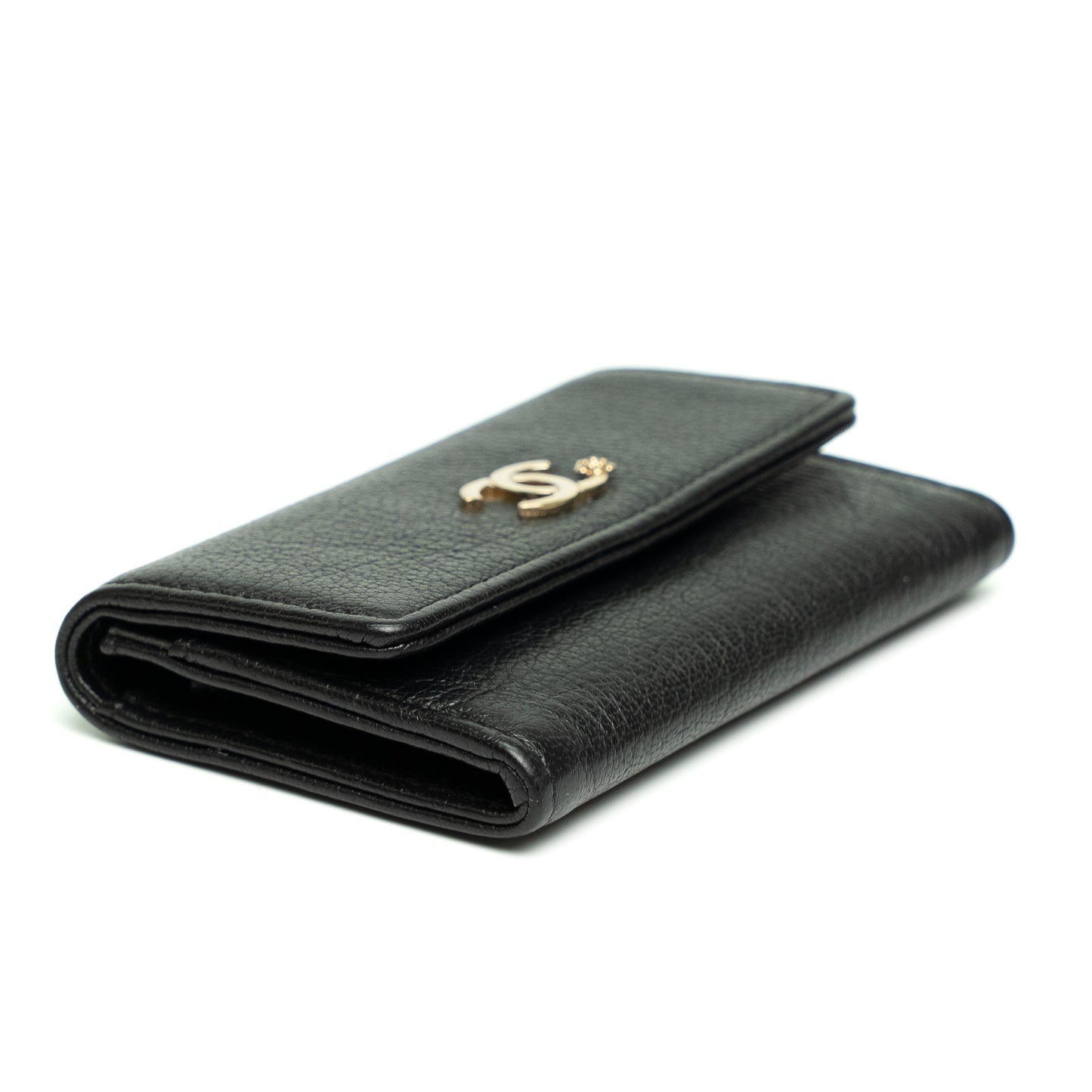 Chanel Camellia CC Black Wallet
