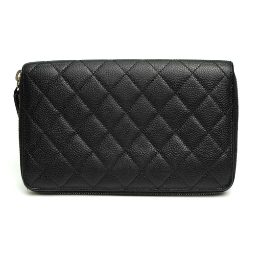 Chanel Large Quilted Black Zip Wallet