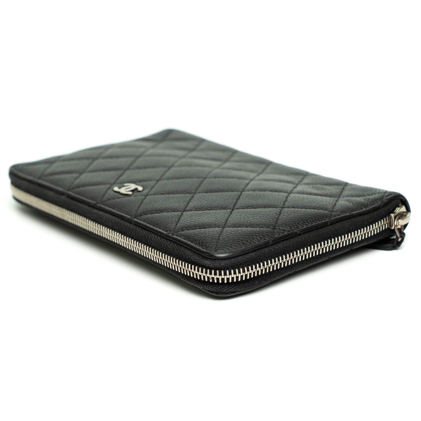 Chanel Large Quilted Black Zip Wallet