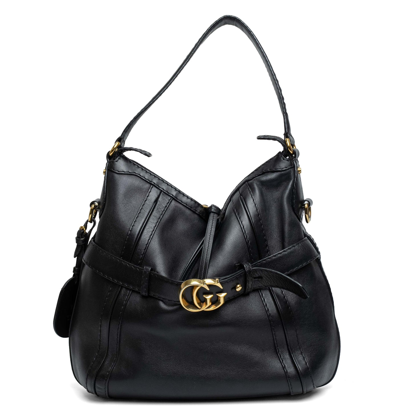 Gucci GG Running Medium Black Leather Hobo Bag