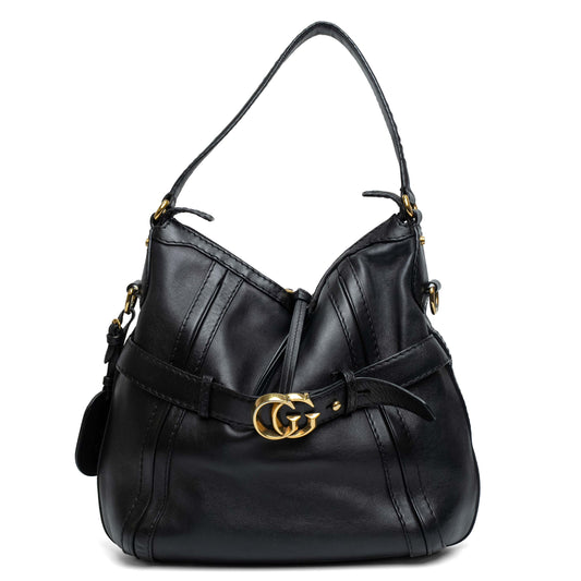 Gucci GG Running Medium Black Leather Hobo Bag