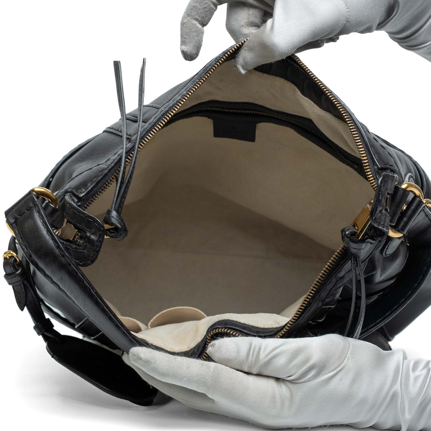 Gucci GG Running Medium Black Leather Hobo Bag