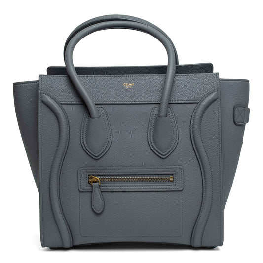 Celine Micro Luggage Kohl Grained Leather Bag