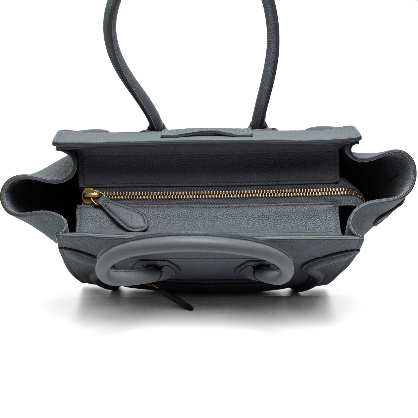 Celine Micro Luggage Kohl Grained Leather Bag