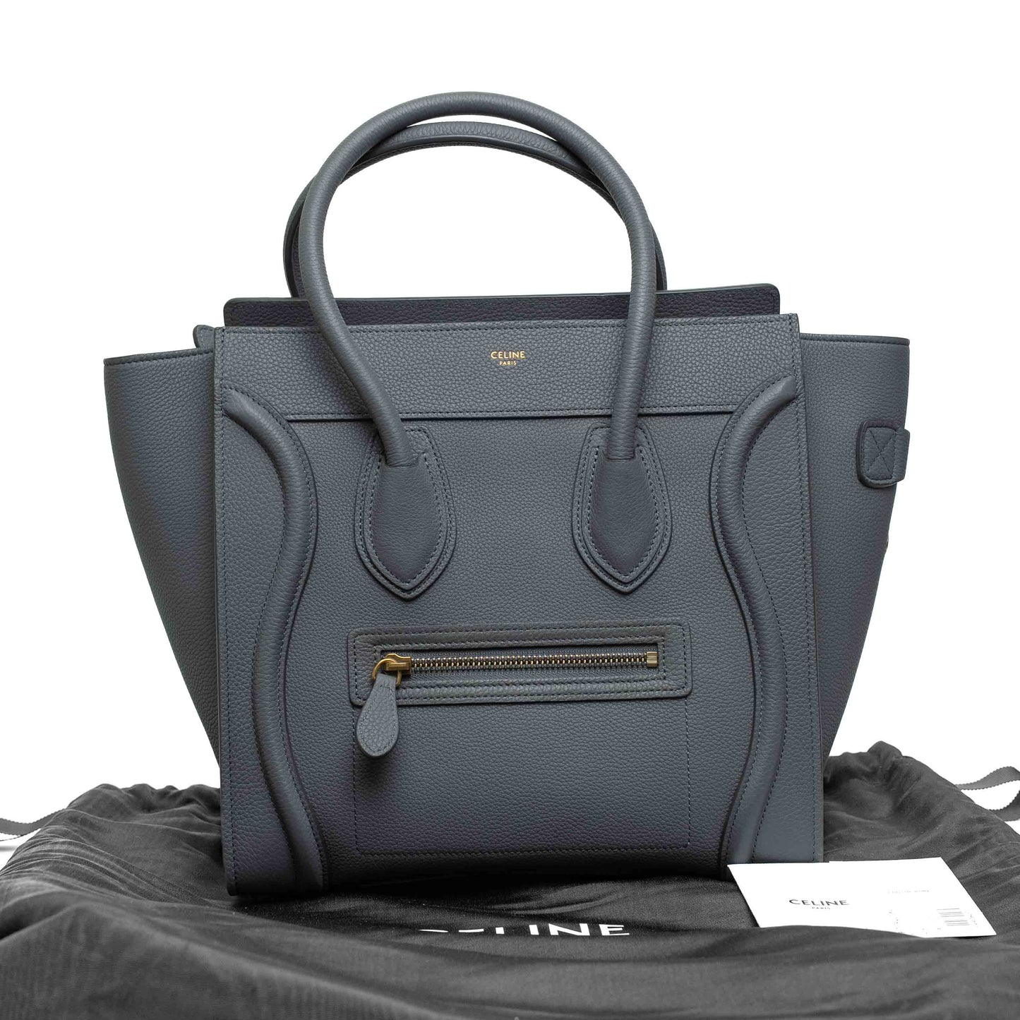 Celine Micro Luggage Kohl Grained Leather Bag