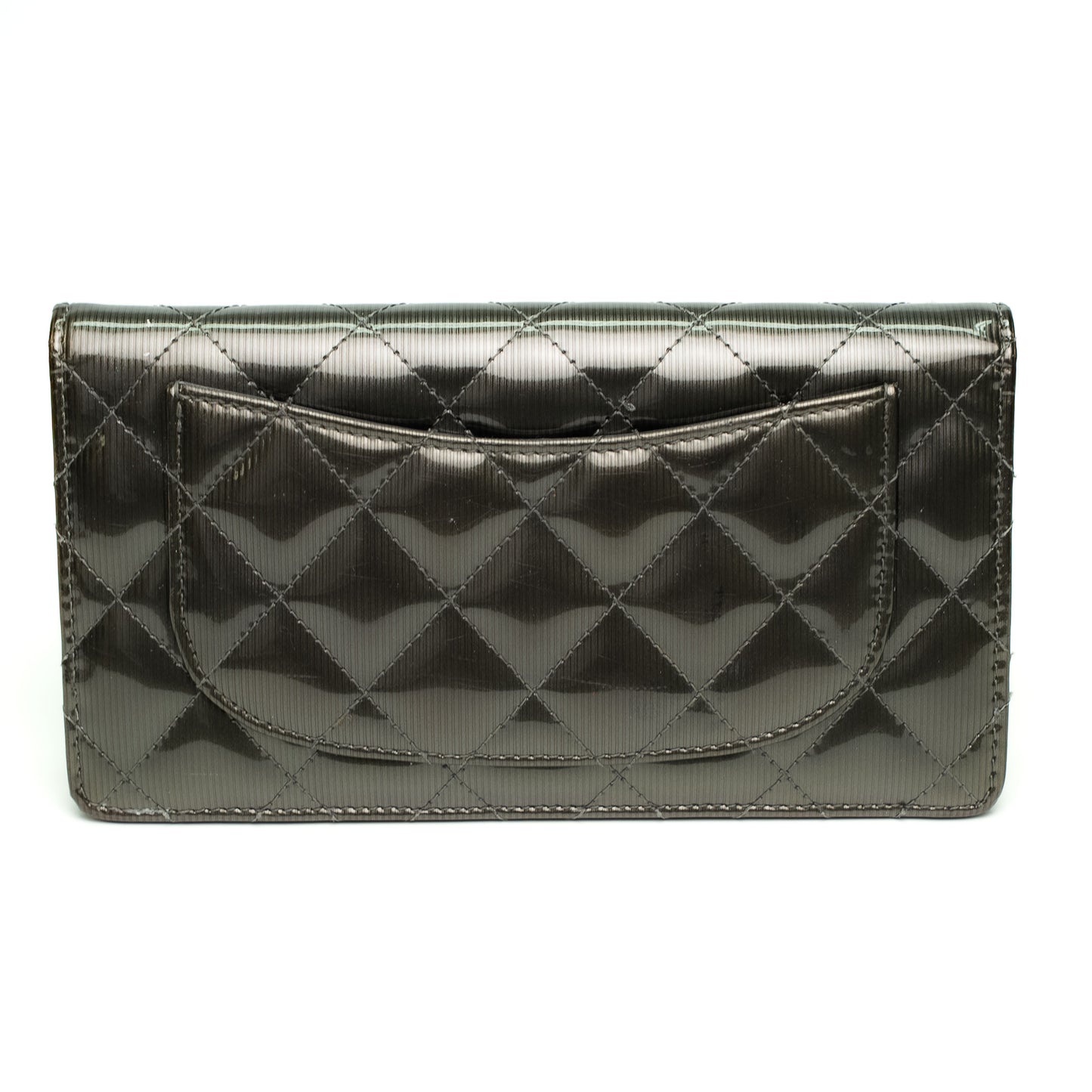 Chanel Gunmetal Quilted Long Wallet